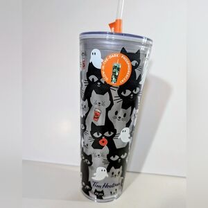 NWT Tim Hortons Limited Edition Glow in the Dark Halloween Cat & Ghost Tumbler